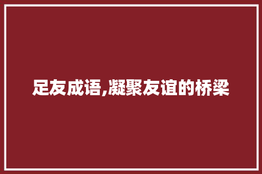 足友成语,凝聚友谊的桥梁 生活随笔