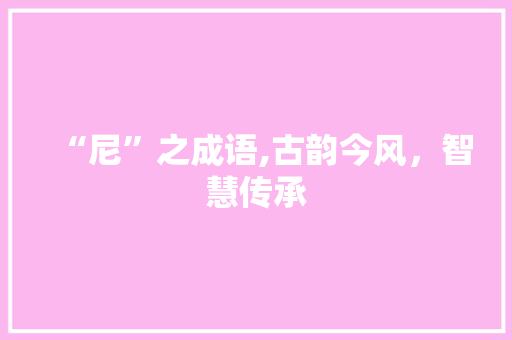 “尼”之成语,古韵今风，智慧传承