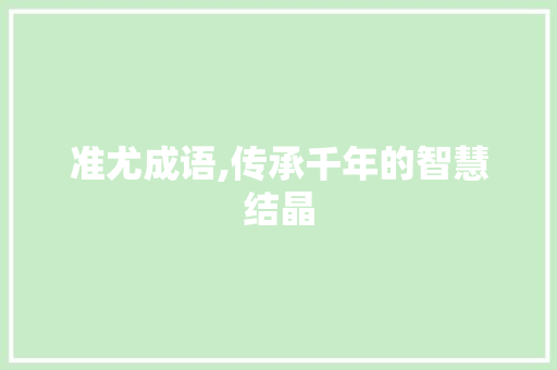 准尤成语,传承千年的智慧结晶