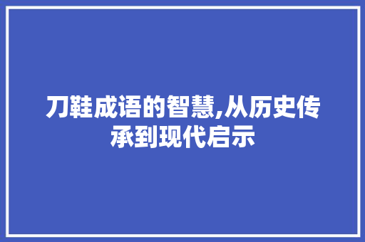 刀鞋成语的智慧,从历史传承到现代启示 生活类