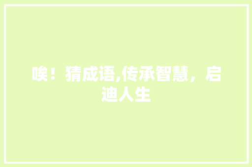 唉！猜成语,传承智慧，启迪人生