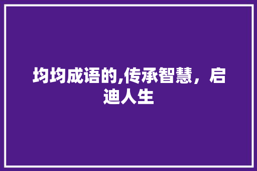 均均成语的,传承智慧，启迪人生