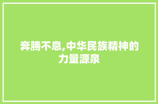 奔腾不息,中华民族精神的力量源泉