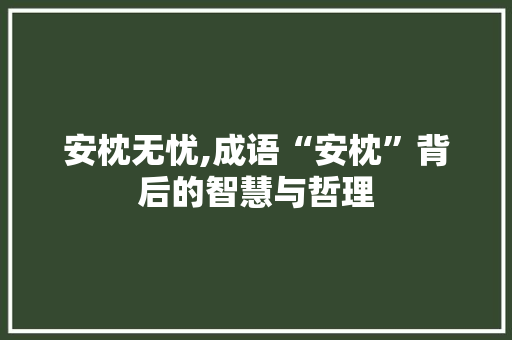 安枕无忧,成语“安枕”背后的智慧与哲理
