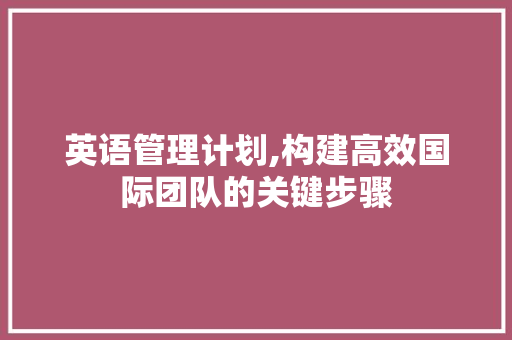 英语管理计划,构建高效国际团队的关键步骤