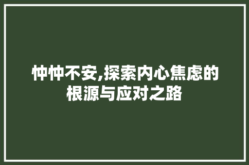 忡忡不安,探索内心焦虑的根源与应对之路