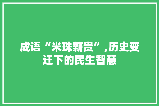 成语“米珠薪贵”,历史变迁下的民生智慧