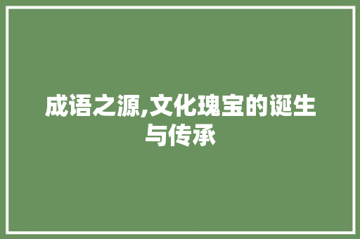 成语之源,文化瑰宝的诞生与传承