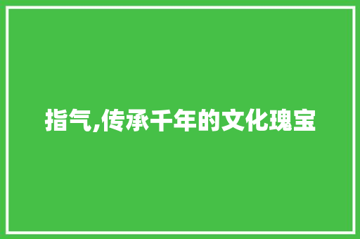 指气,传承千年的文化瑰宝