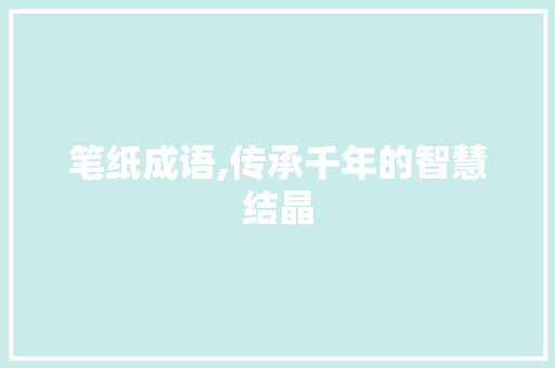 笔纸成语,传承千年的智慧结晶