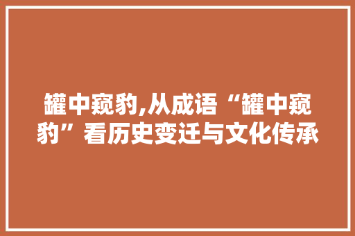 罐中窥豹,从成语“罐中窥豹”看历史变迁与文化传承