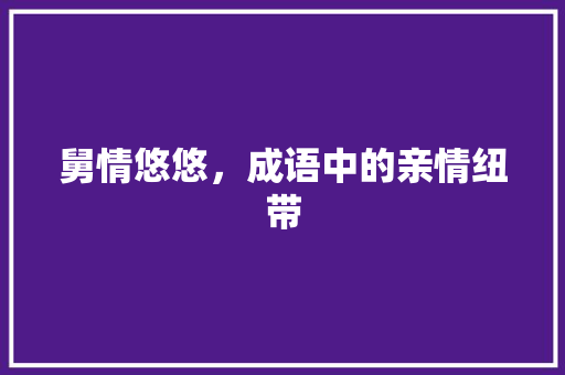 舅情悠悠，成语中的亲情纽带 生活类