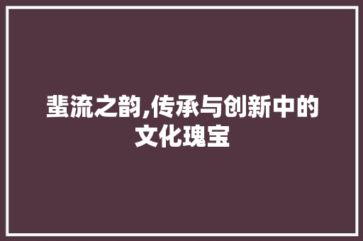 蜚流之韵,传承与创新中的文化瑰宝
