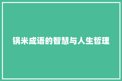 锅米成语的智慧与人生哲理