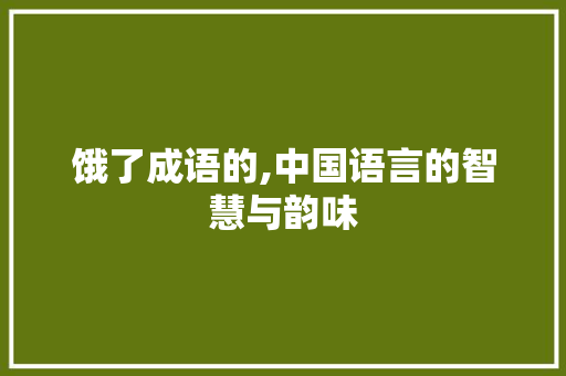 饿了成语的,中国语言的智慧与韵味