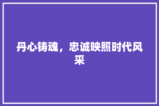 丹心铸魂，忠诚映照时代风采