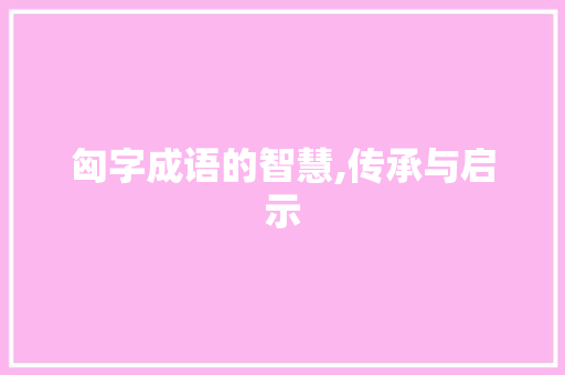 匈字成语的智慧,传承与启示