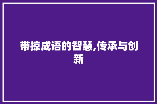 带掠成语的智慧,传承与创新