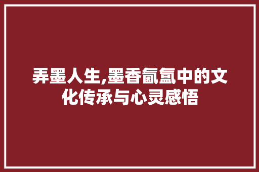 弄墨人生,墨香氤氲中的文化传承与心灵感悟