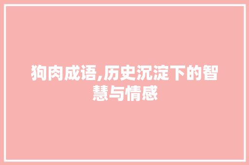 狗肉成语,历史沉淀下的智慧与情感