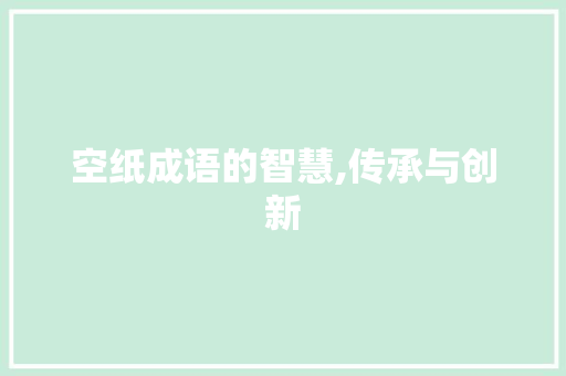 空纸成语的智慧,传承与创新