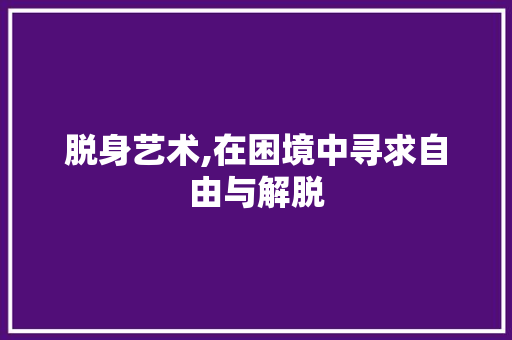 脱身艺术,在困境中寻求自由与解脱