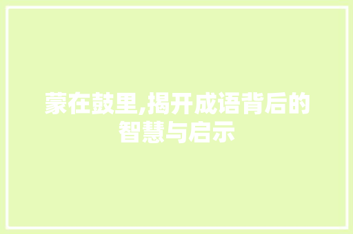 蒙在鼓里,揭开成语背后的智慧与启示