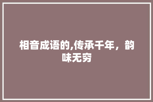 相音成语的,传承千年，韵味无穷