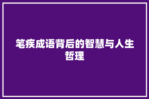 笔疾成语背后的智慧与人生哲理 工作总结