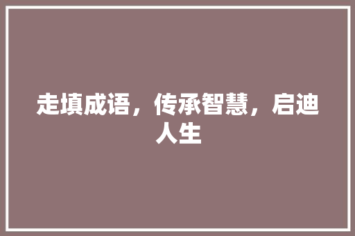 走填成语，传承智慧，启迪人生