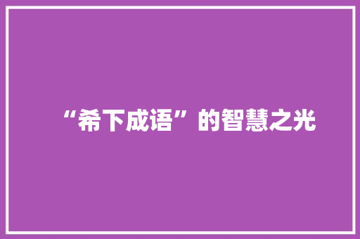 “希下成语”的智慧之光