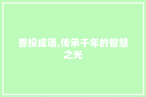 兽投成语,传承千年的智慧之光