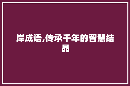 岸成语,传承千年的智慧结晶