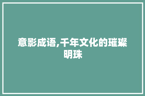 意影成语,千年文化的璀璨明珠
