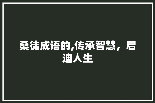 桑徒成语的,传承智慧，启迪人生