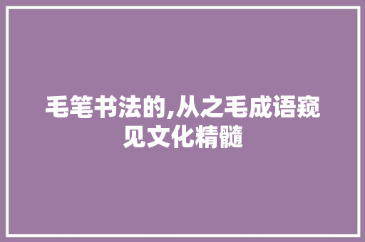 毛笔书法的,从之毛成语窥见文化精髓