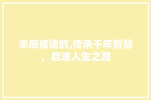 丰辰成语的,传承千年智慧，启迪人生之路 生活类