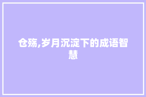仓殇,岁月沉淀下的成语智慧