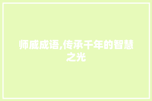 师威成语,传承千年的智慧之光