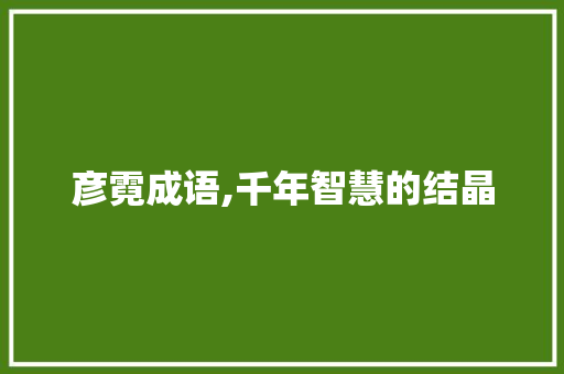 彦霓成语,千年智慧的结晶