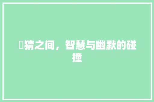 悑猜之间，智慧与幽默的碰撞