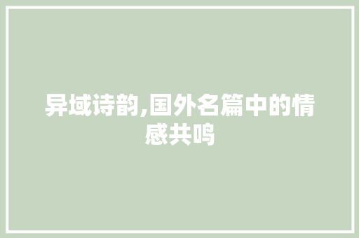 异域诗韵,国外名篇中的情感共鸣
