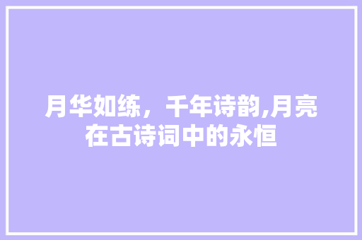 月华如练，千年诗韵,月亮在古诗词中的永恒