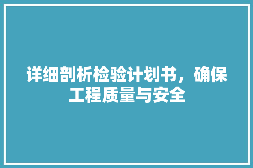 详细剖析检验计划书，确保工程质量与安全