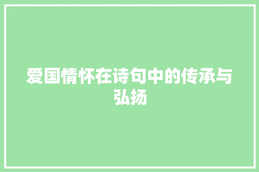 爱国情怀在诗句中的传承与弘扬