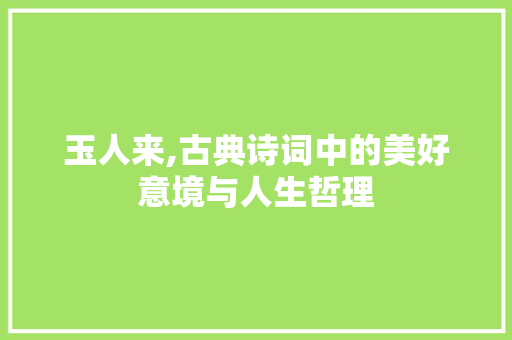 玉人来,古典诗词中的美好意境与人生哲理 工作类