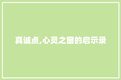 真诚点,心灵之窗的启示录