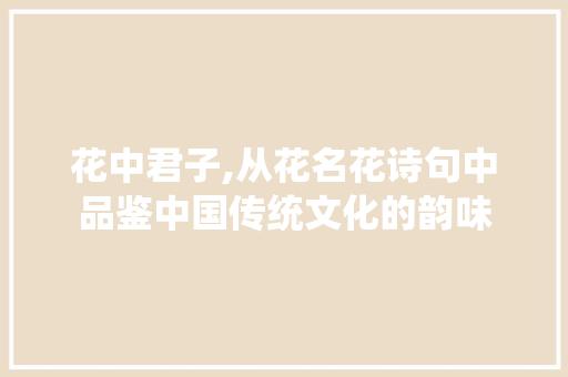 花中君子,从花名花诗句中品鉴中国传统文化的韵味
