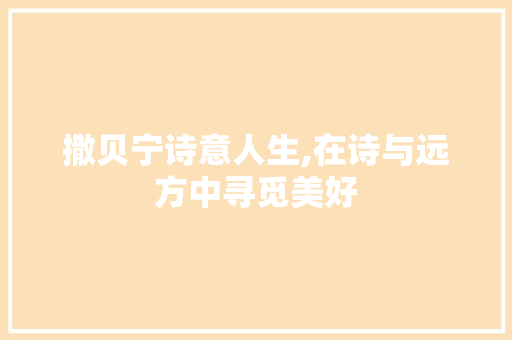 撒贝宁诗意人生,在诗与远方中寻觅美好