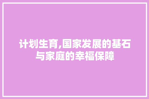计划生育,国家发展的基石与家庭的幸福保障